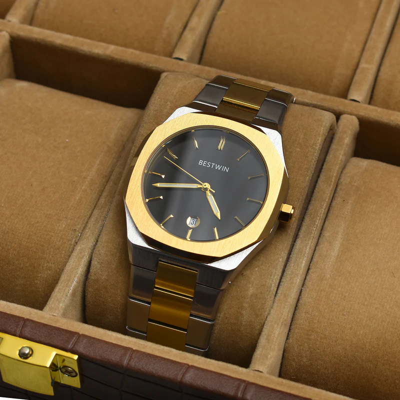 BESTWIN STAINLESS STEEL WATCH � Two-Tone/Black Dial