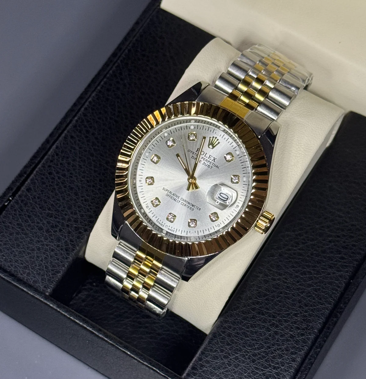 ROLEX MAN Stainless Steel Watch-TWO-TONE/SILVER DIAL