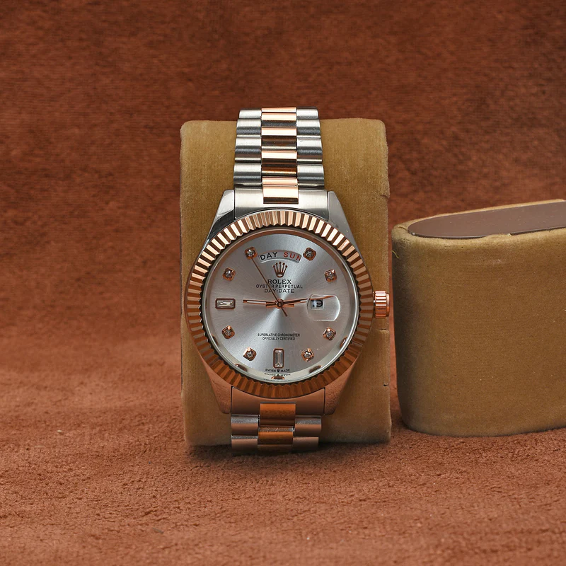 ROLEX MAN Stainless Steel Watch-SILVER-copper/SILVER DIAL