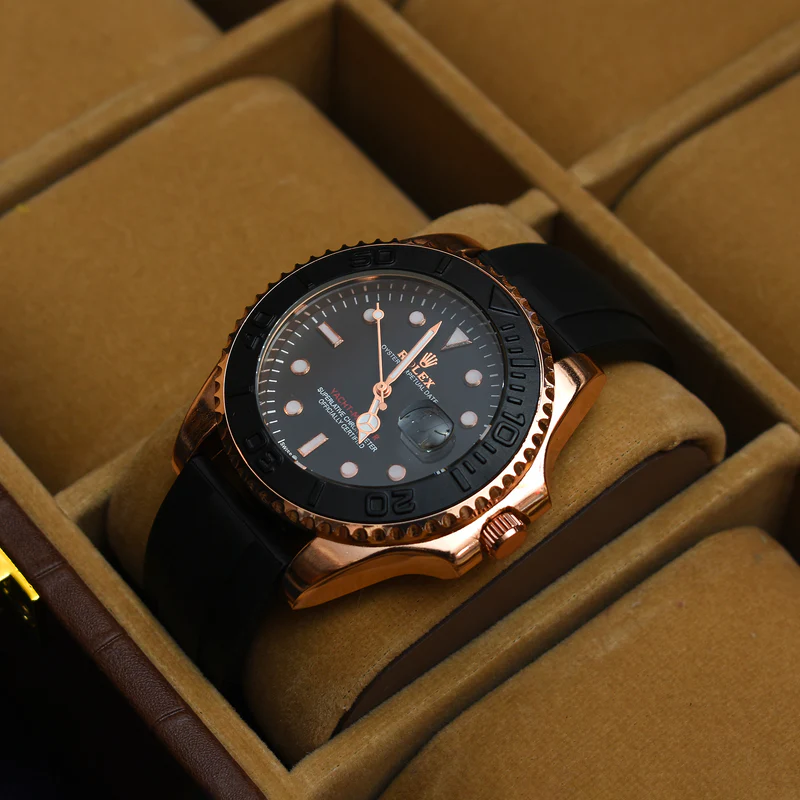 ROLEX MAN SPORT Watch-GOLDEN-BLACK DIAL