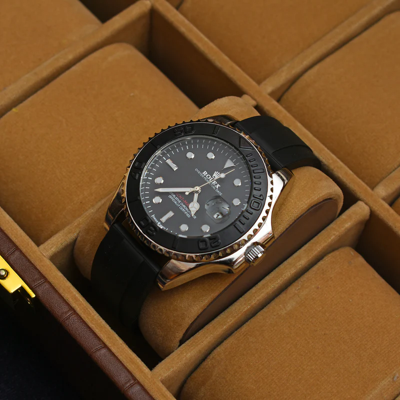 ROLEX MAN sport Watch-SILVER BLACK DIAL