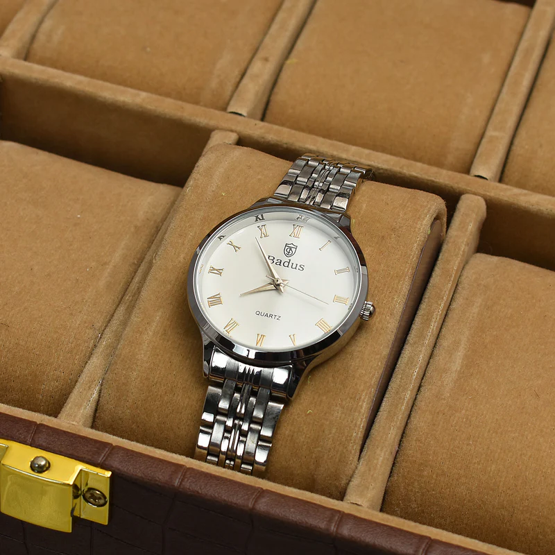 Badus Stainless Steel Watch-silver / white dial